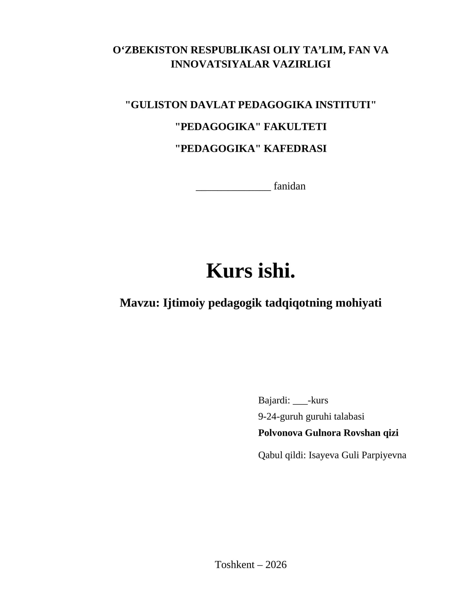 Ijtimoiy pedagogik tadqiqotning mohiyati