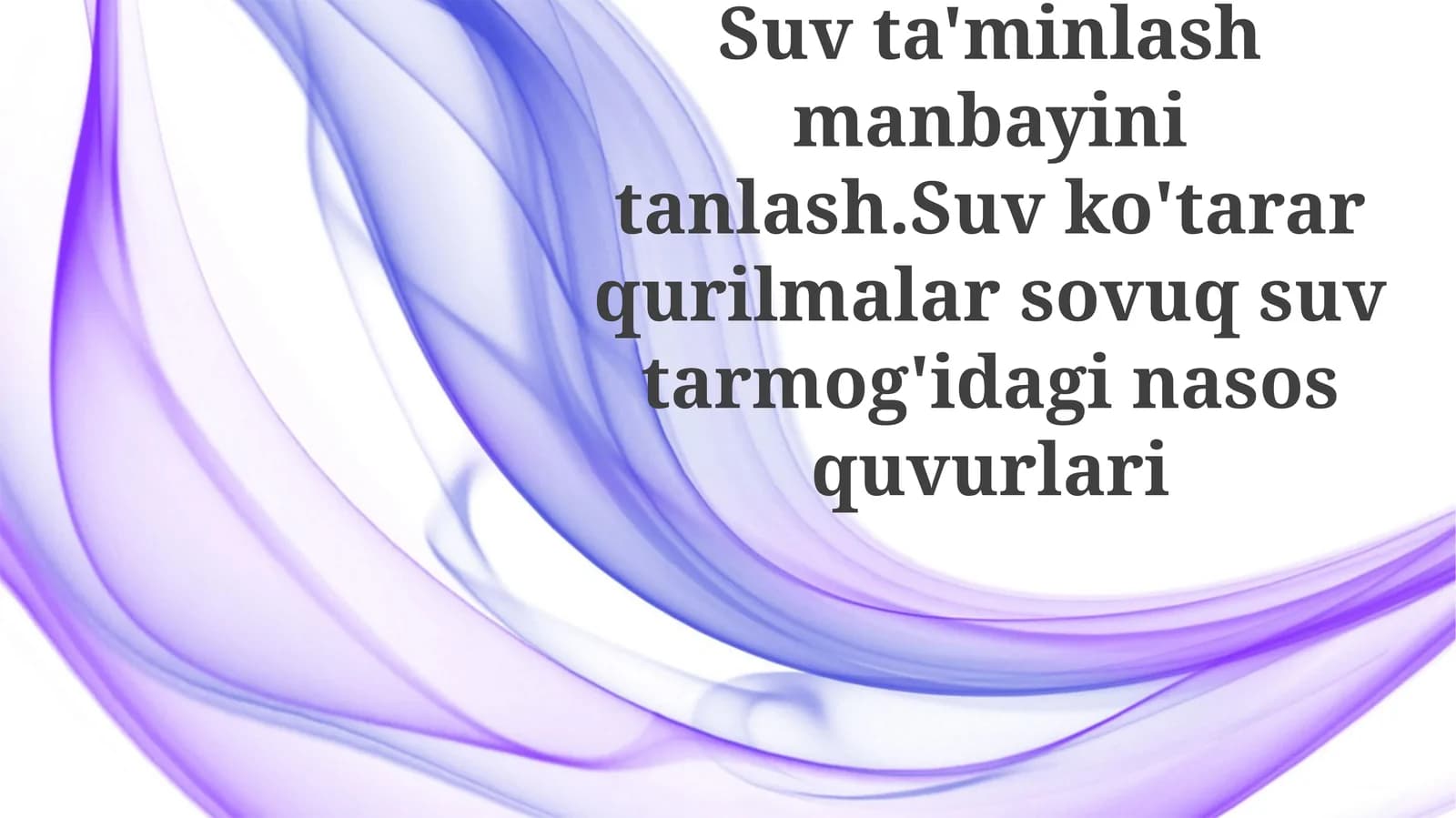 Suv Ko'tarish Qurilmalari