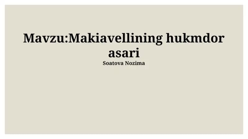 Makiavellining hukmdor asari