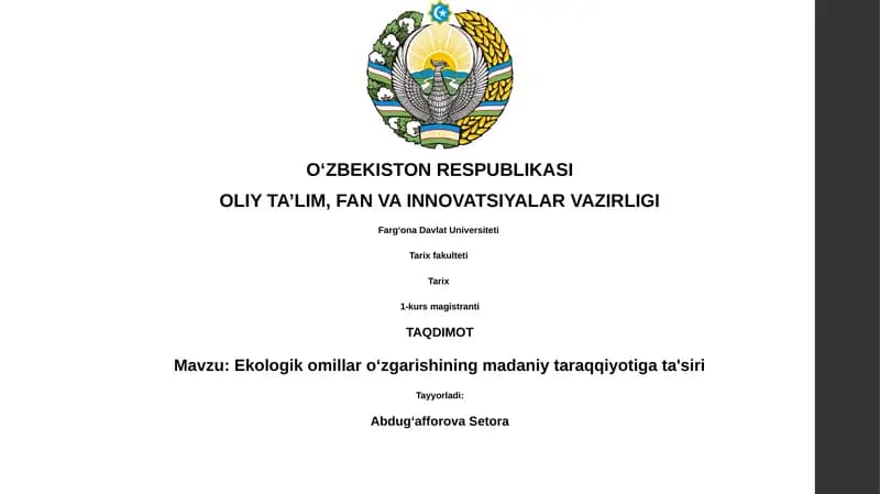 Ekologik omillar oʻzgarishining madaniy taraqqiyotiga ta'siri