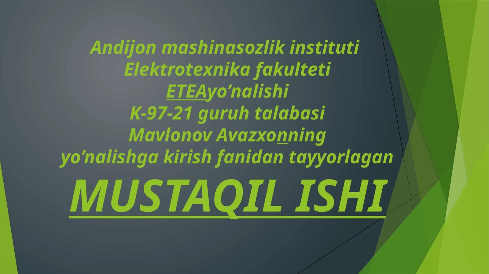 MUSTAQIL ISHI Gidroelektrstansiya