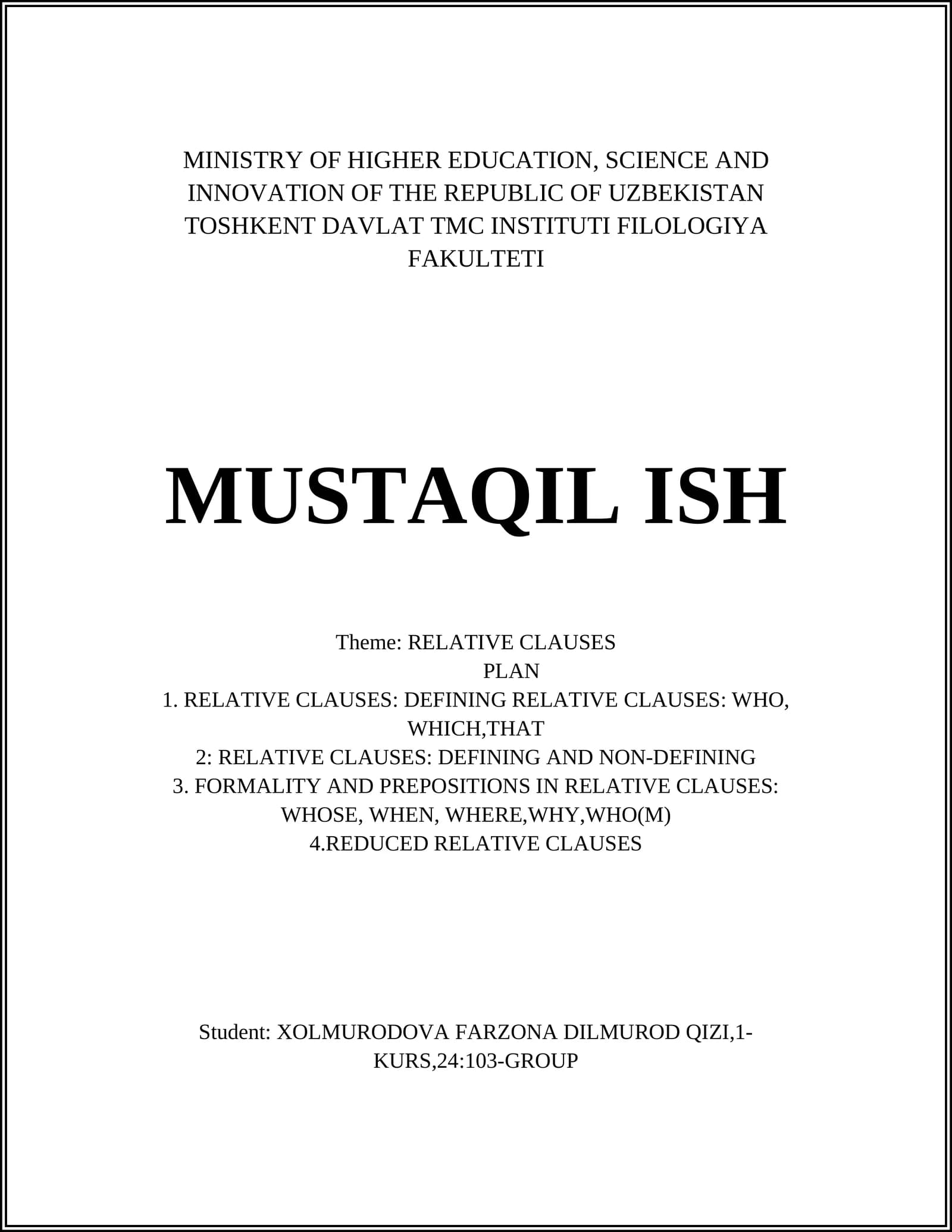 MUSTAQIL ISH