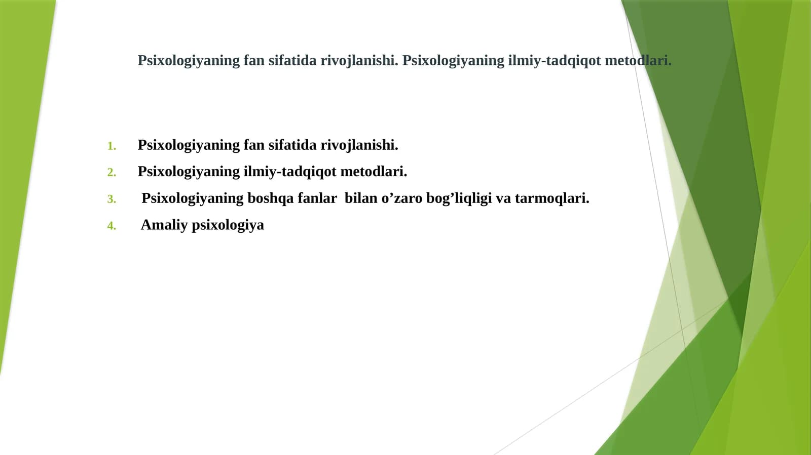 Psixologiya fanidan ta'lim