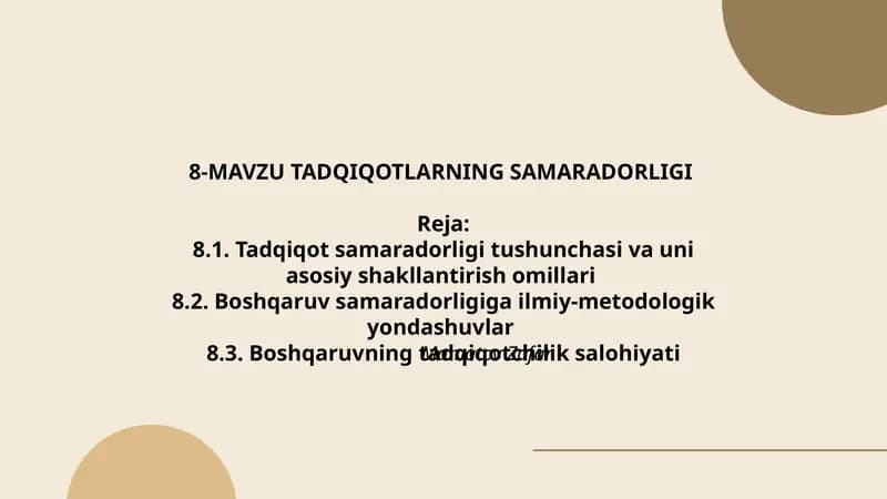 TADQIQOTLARNING SAMARADORLIGI