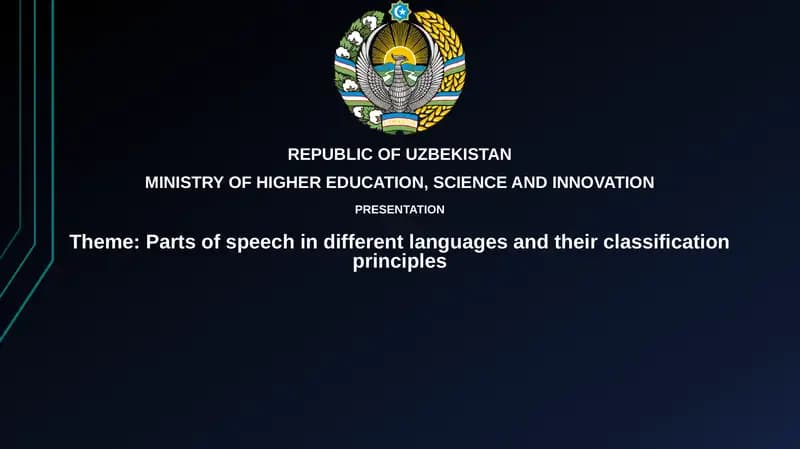 Parts of speech in different languages and their classification principles
