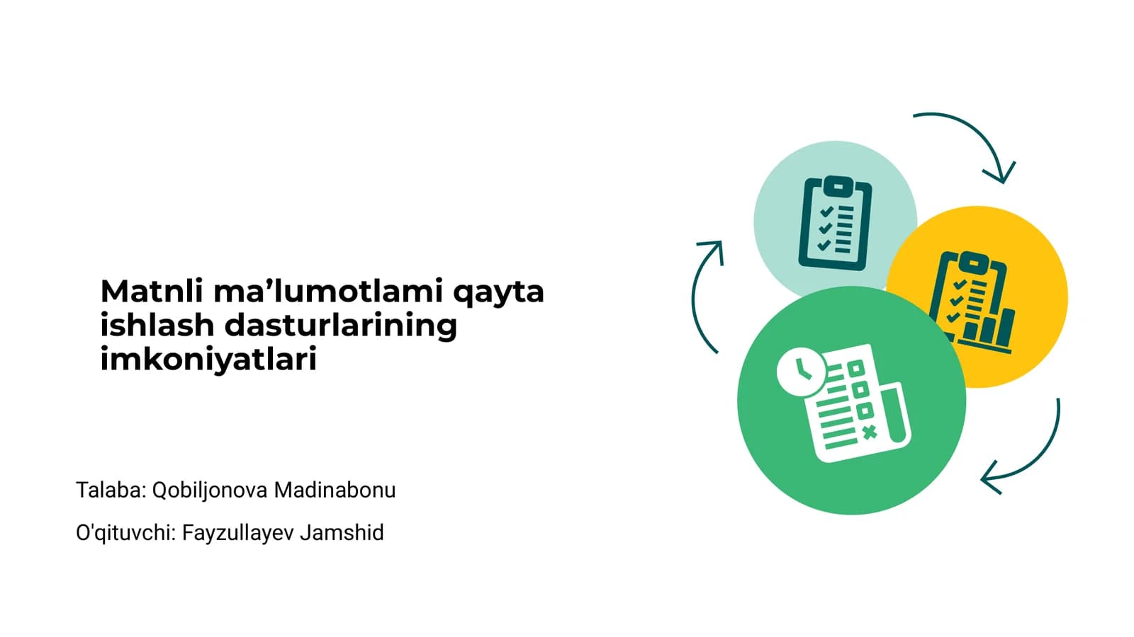 Matnli ma’lumotlami qayta ishlash dasturlarining imkoniyatlari