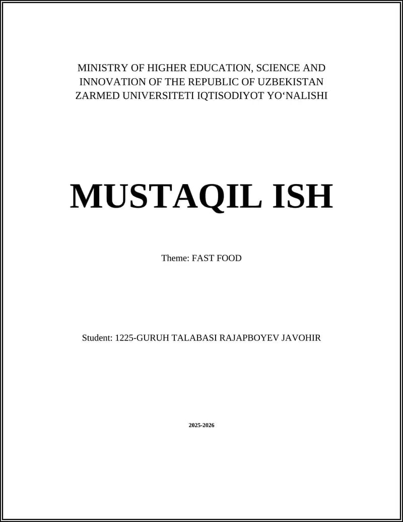 ZARMED UNIVERSITETI IQTISODIYOT YOʻNALISHI