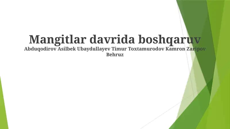 Mangitlar davrida boshqaruv