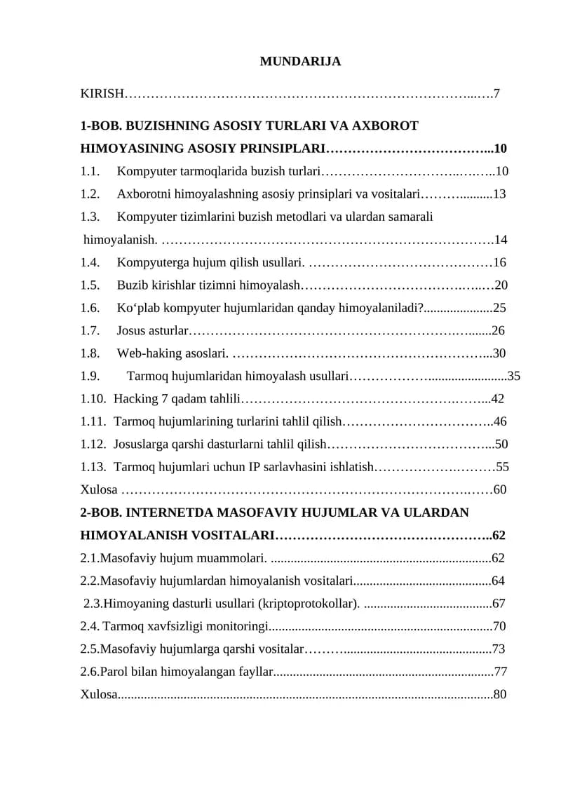 Buzib kirishlar tizimni himoyalash