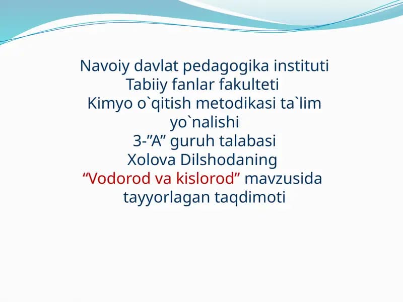 "Vodorod va kislorod"
