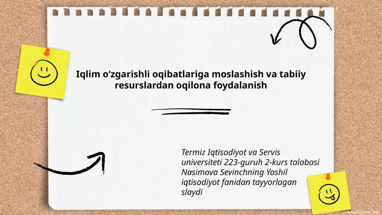 Yashil iqtisodiyot fanidan slayd