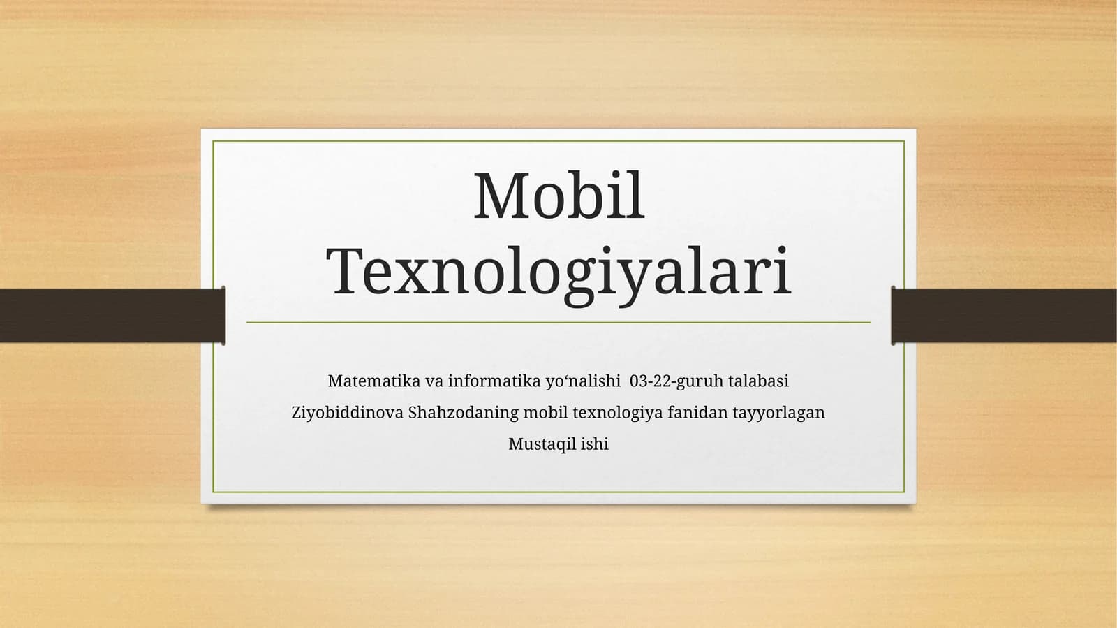 Mobil Texnologiyalari