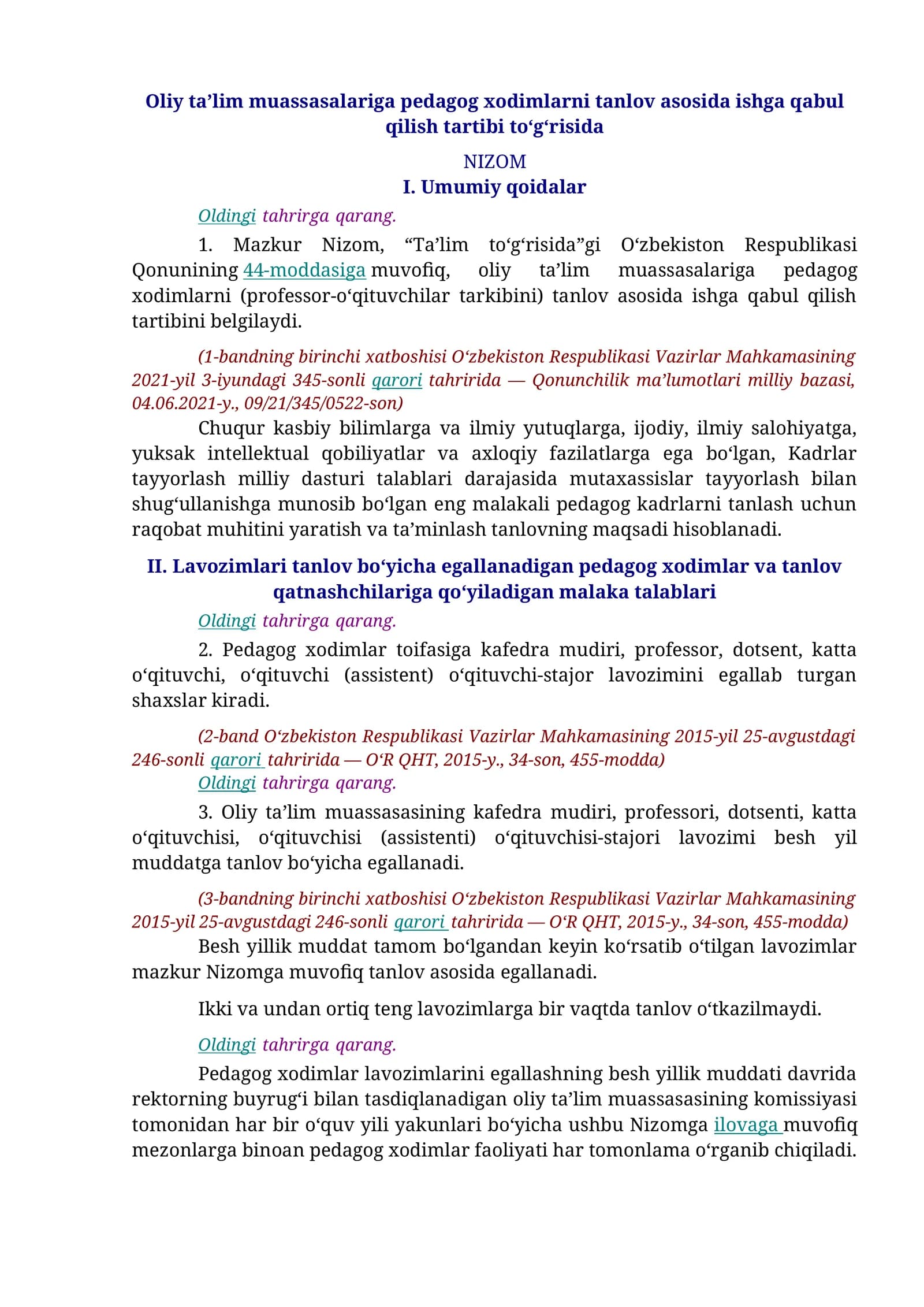 Ta’lim to‘g‘risida O‘zbekiston Respublikasi Qonuni
