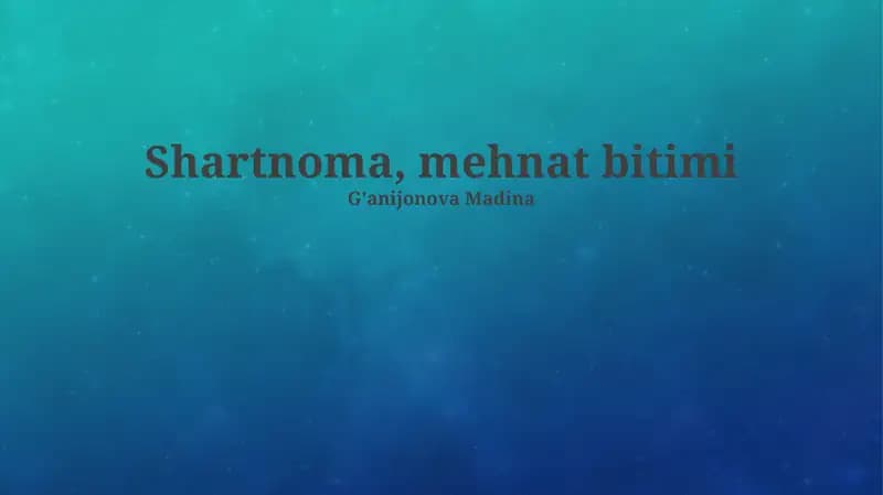 Shartnoma, mehnat bitimi