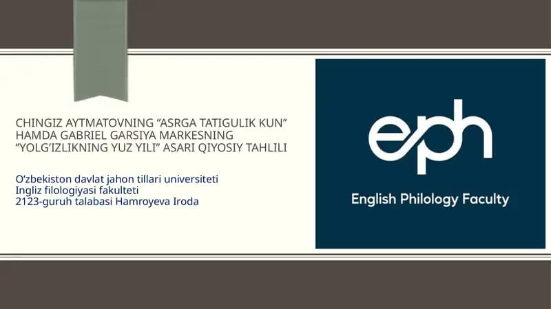 Asrgatatigulikkun va Yolg'izlikning yuzyili asarlarining qiyosiy tahlili