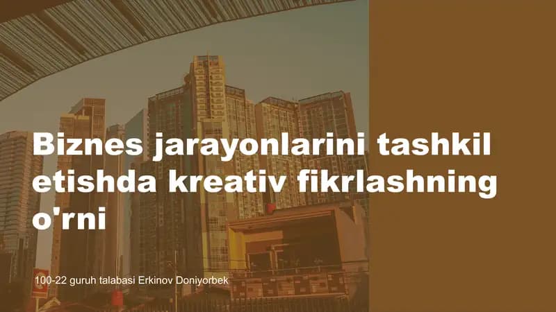 Kreativ fikrlashning o'rni