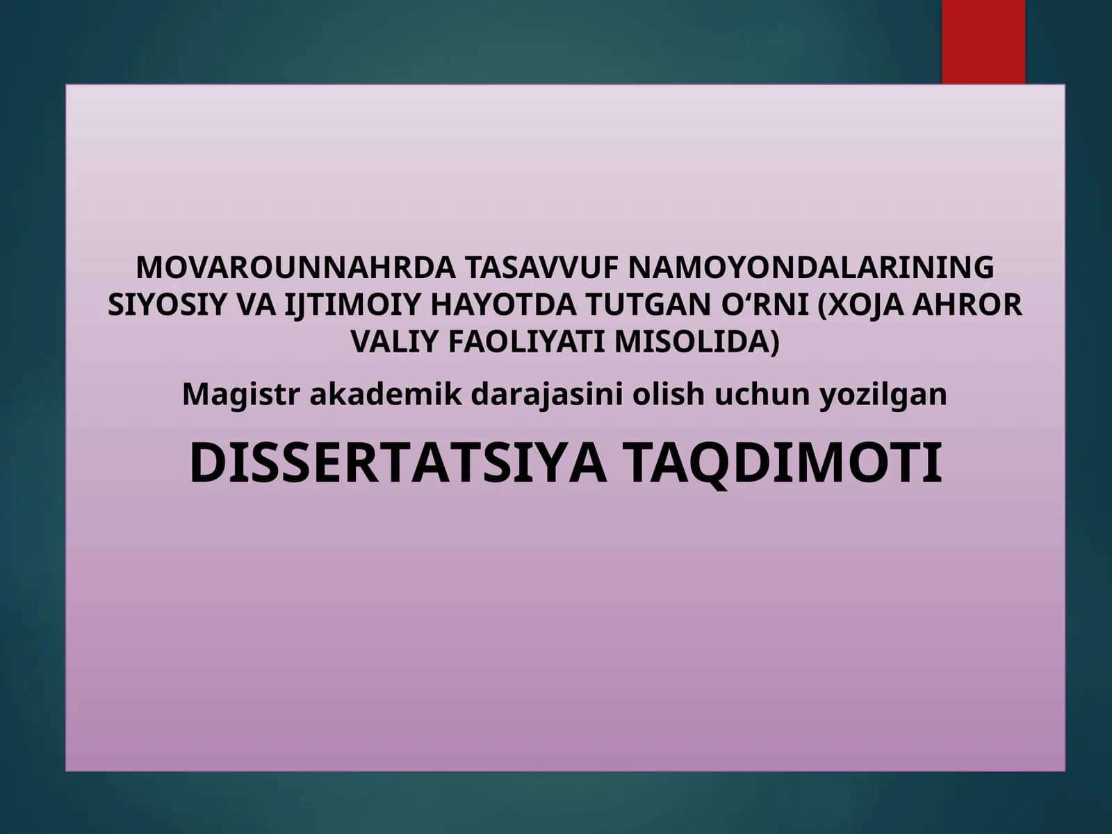MOVAROUNNAHRDA TASAVVUF NAMOYONDALARINING SIYOSIY VA IJTIMOIY HAYOTDA TUTGAN O‘RNI (XOJA AHROR VALIY FAOLIYATI MISOLIDA)