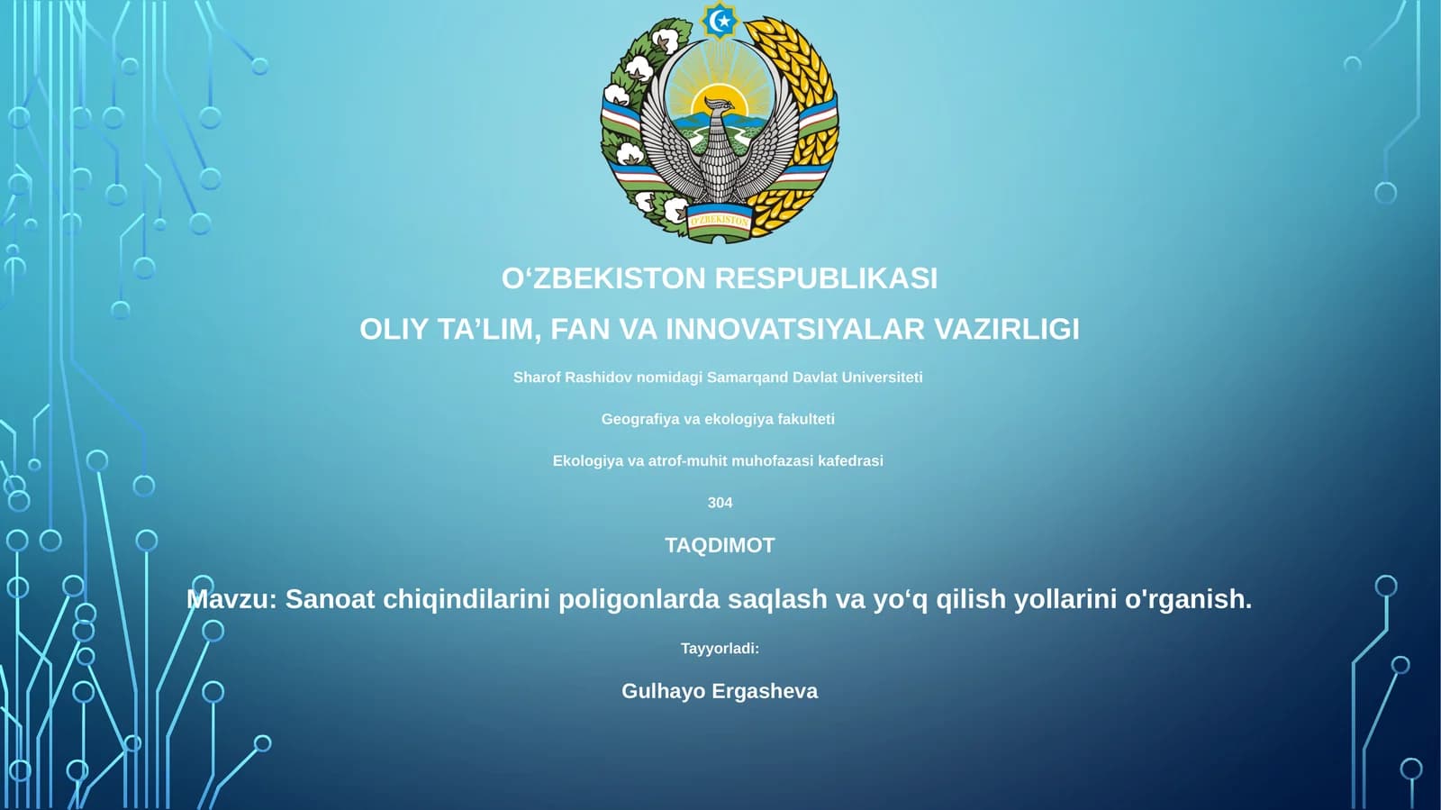 Sanoat chiqindilarini poligonlarda saqlash va yo‘q qilish yollarini o'rganish
