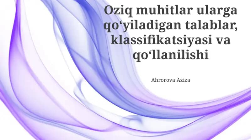 Steril Muhitlarga Qo'yiladigan Talablar