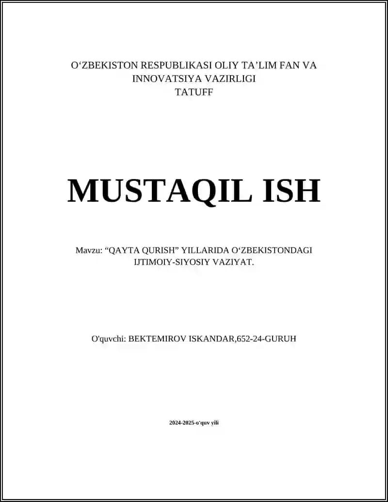Qayta Qurishning Maqsadlari