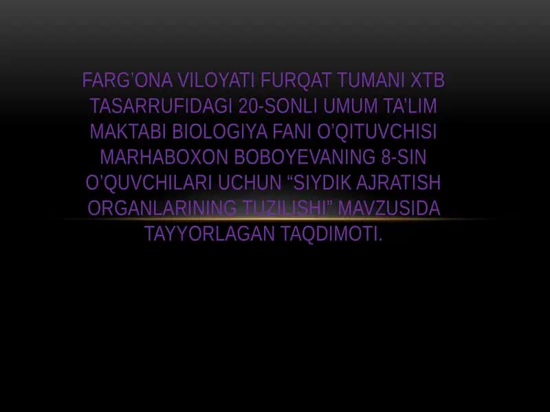 "Siydik Ajratish Organlarining Tuzilishi"