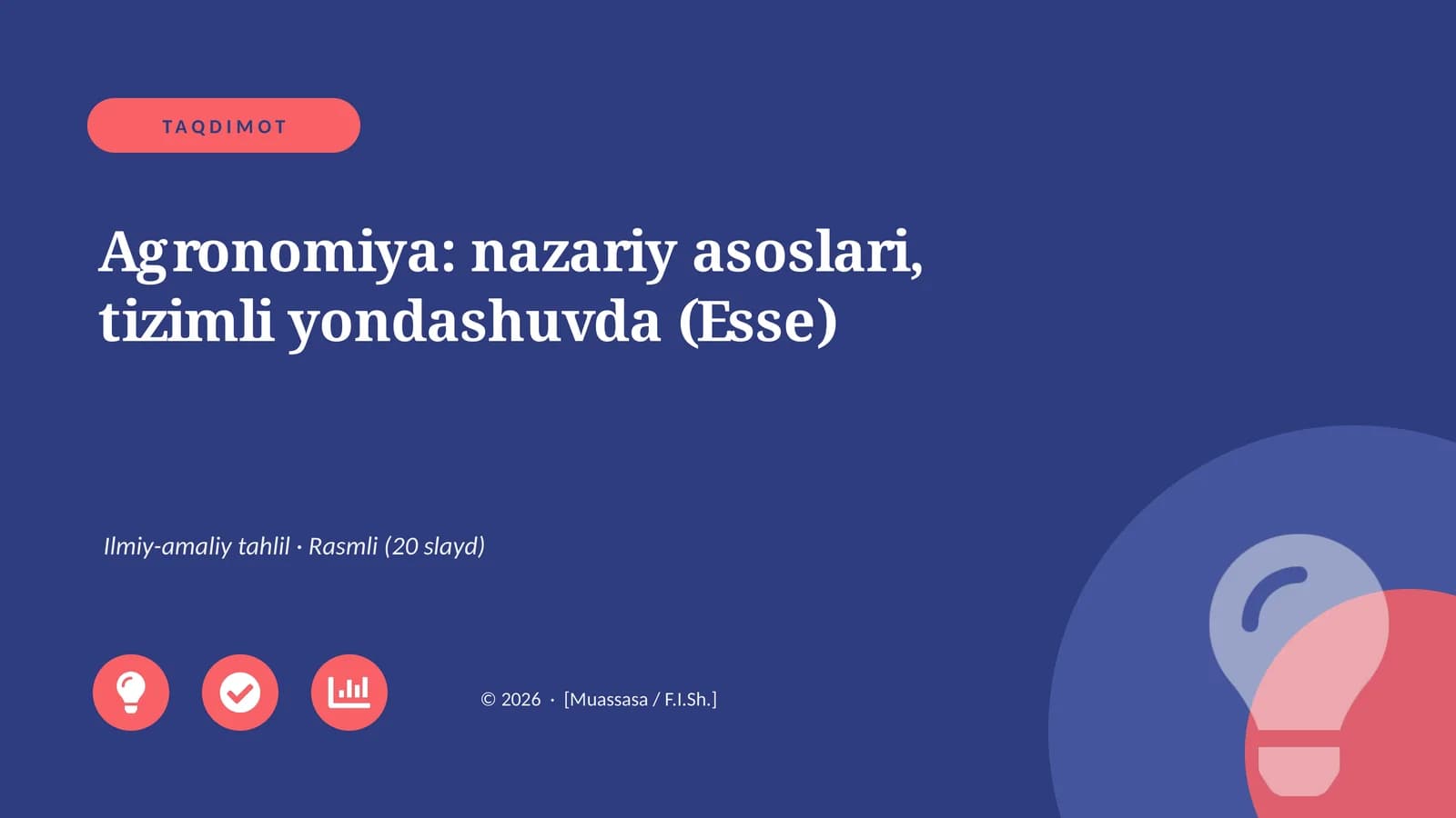 Agronomiya: nazariy asoslari, tizimli yondashuvda (Esse)