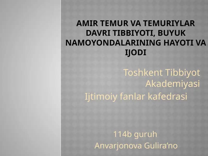 Amir Temur va Temuriylar davri tibbiyoti