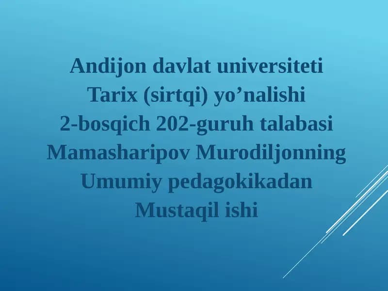 Ta'lim metodlari va vositalari: tahlil mavzusi