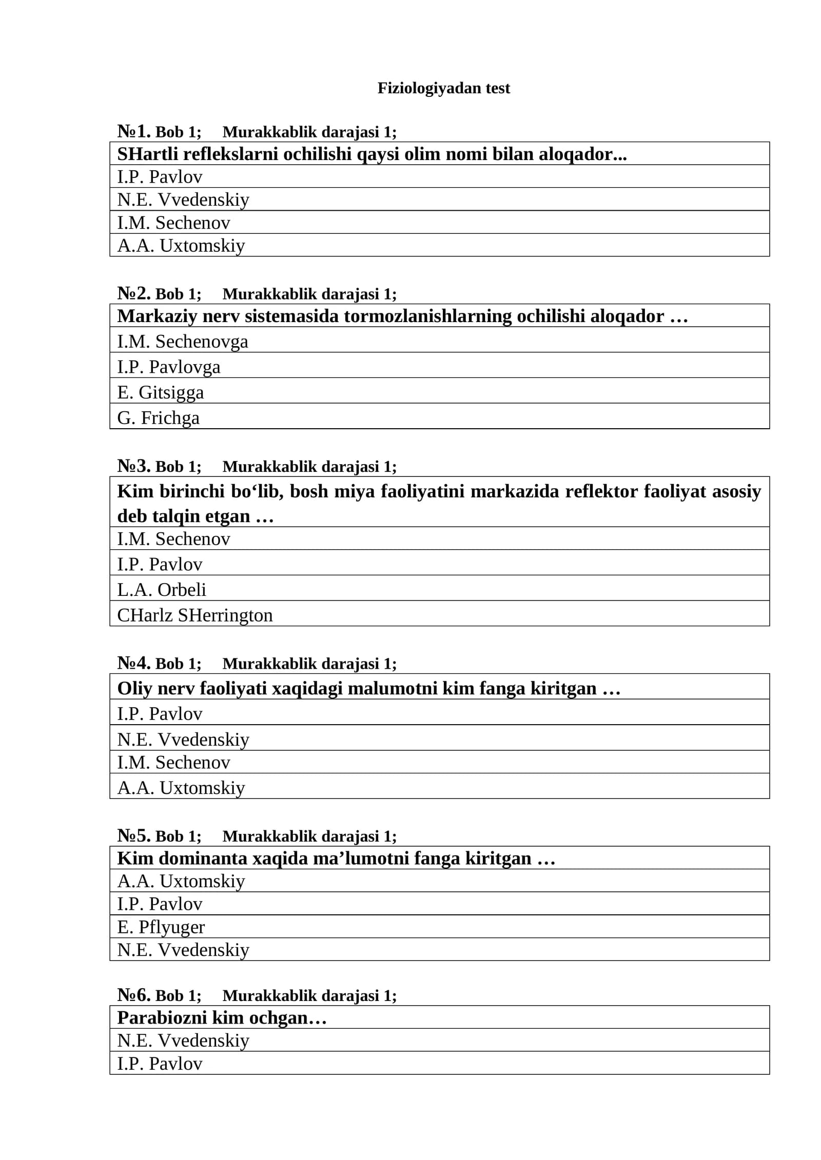 Fiziologiyadan test