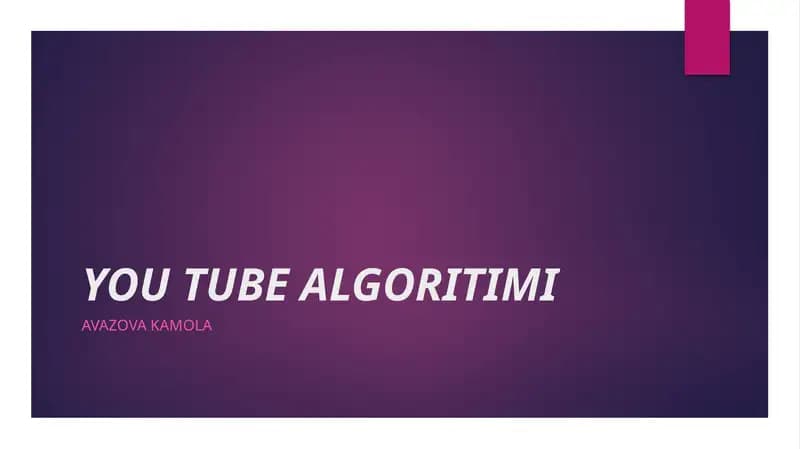 YOU TUBE ALGORITIMI