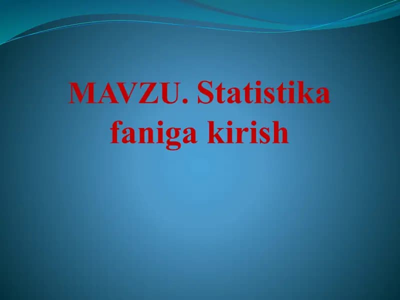 Statistikafanigakirish