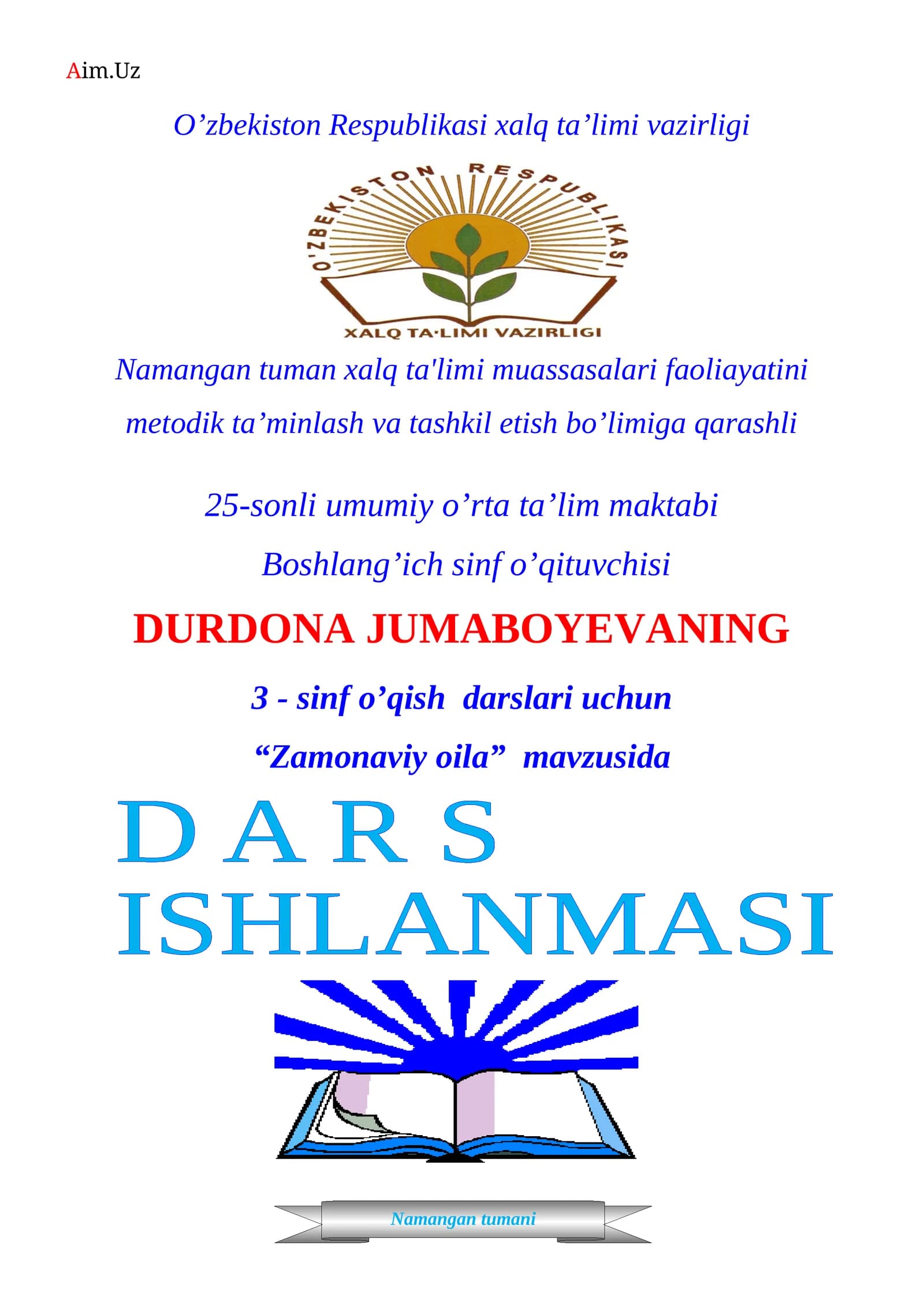Darsning texnologik xaritasi