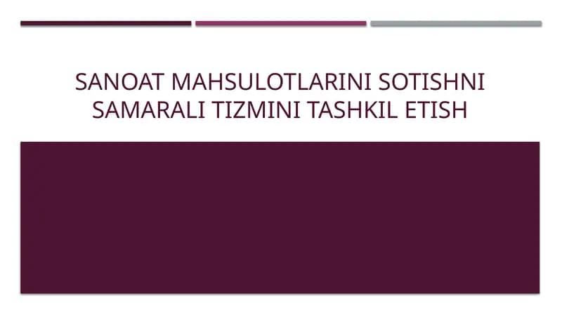 Ishlabchiqarishni tashkilotlash