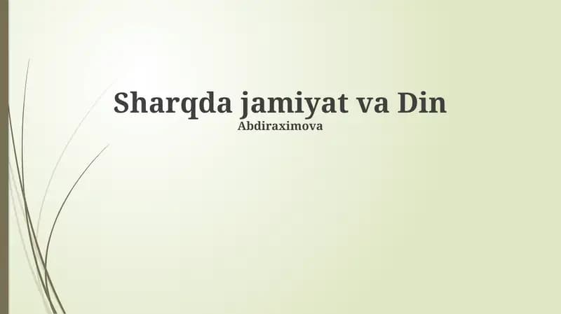 Sharqda jamiyat va Din