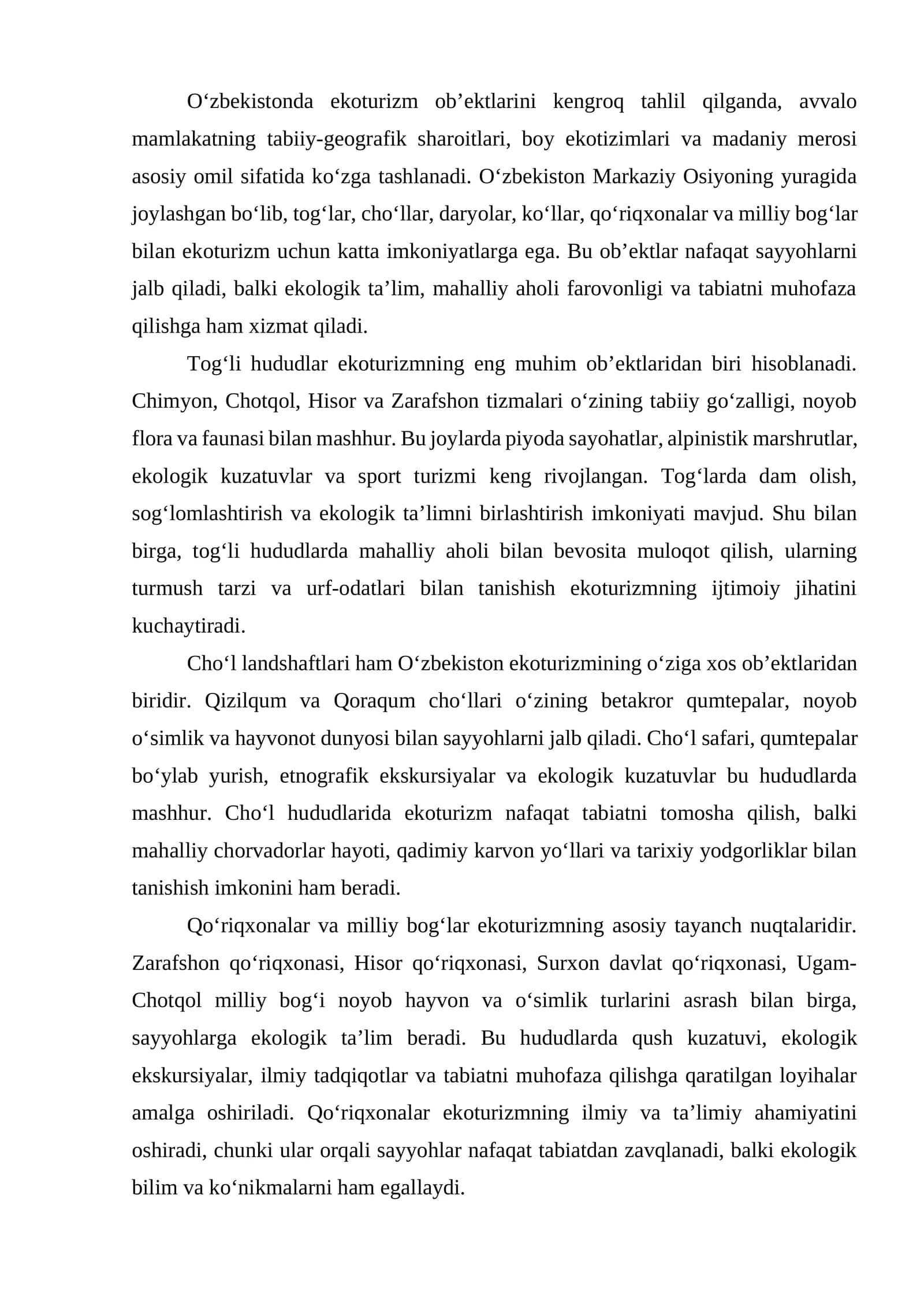 Tog'li hududlar ekoturizmi
