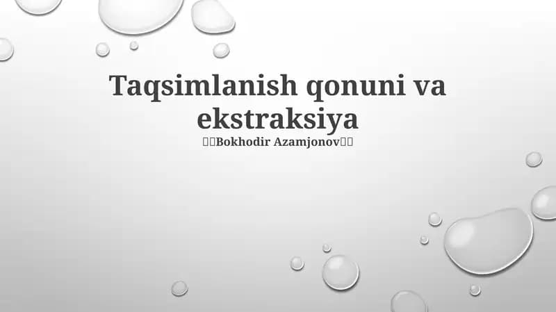 Taqsimlanish qonuni va ekstraksiya
