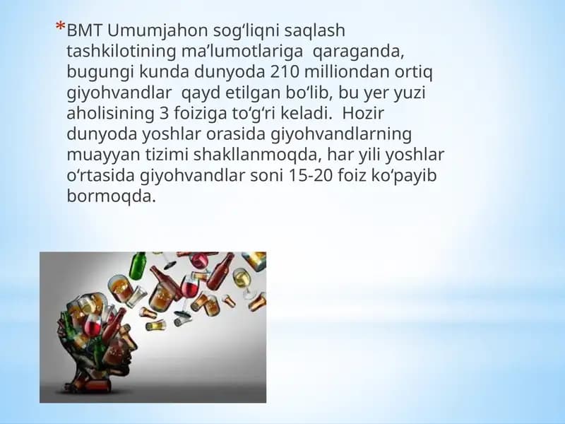 Giyohvandlikning inson organizmiga ta'siri
