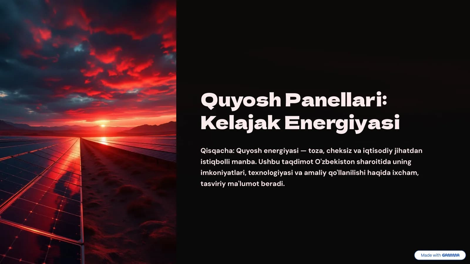 Quyosh Panellari: Kelajak Energiyasi
