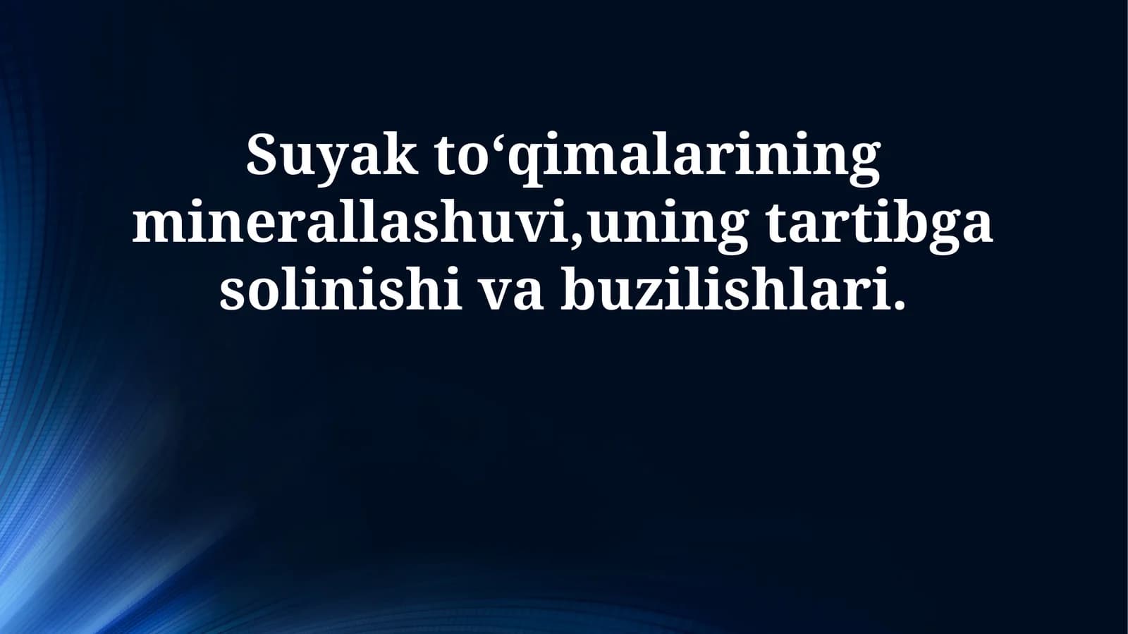 Suyak to‘qimalarining minerallashuvi,uning tartibga solinishi va buzilishlari