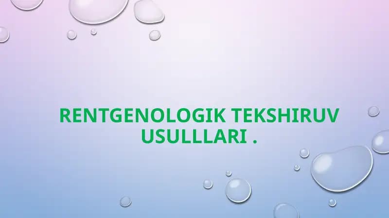 Rentgenologik tekshiruv usullari