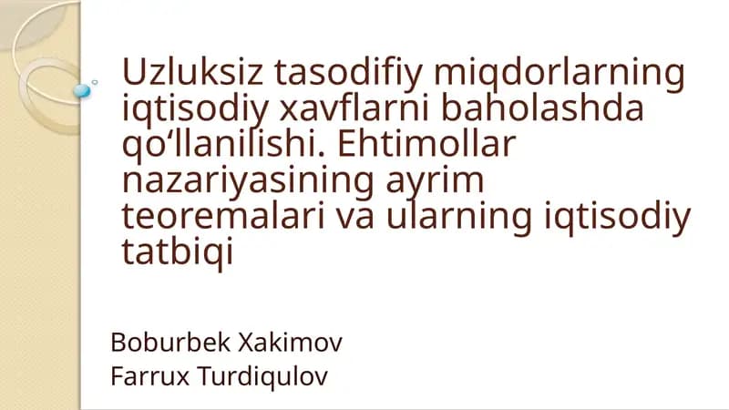 Uzluksiz tasodifiy miqdorlar