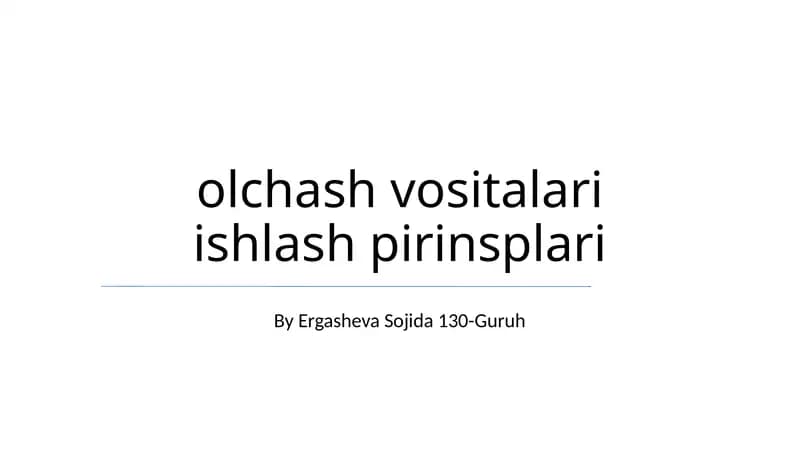Olchash vositalari ishlash pirinsplari