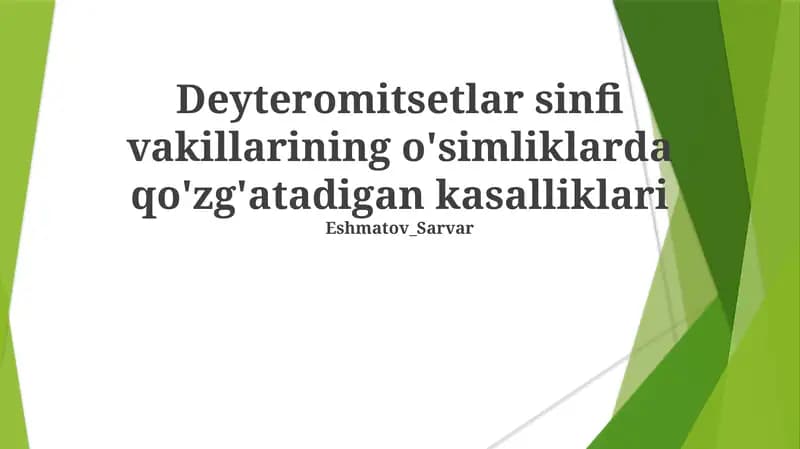 Deyteromitsetlar sinfi vakillarining o'simliklarda qo'zg'atadigan kasalliklari