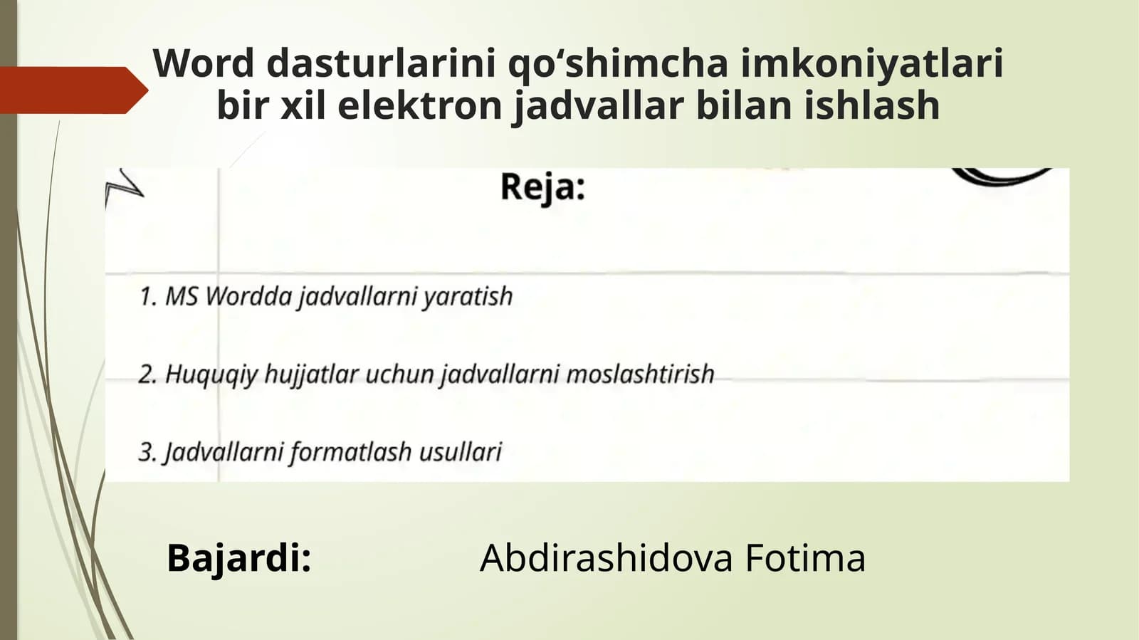 Word dasturlarini qoʻshimcha imkoniyatlari