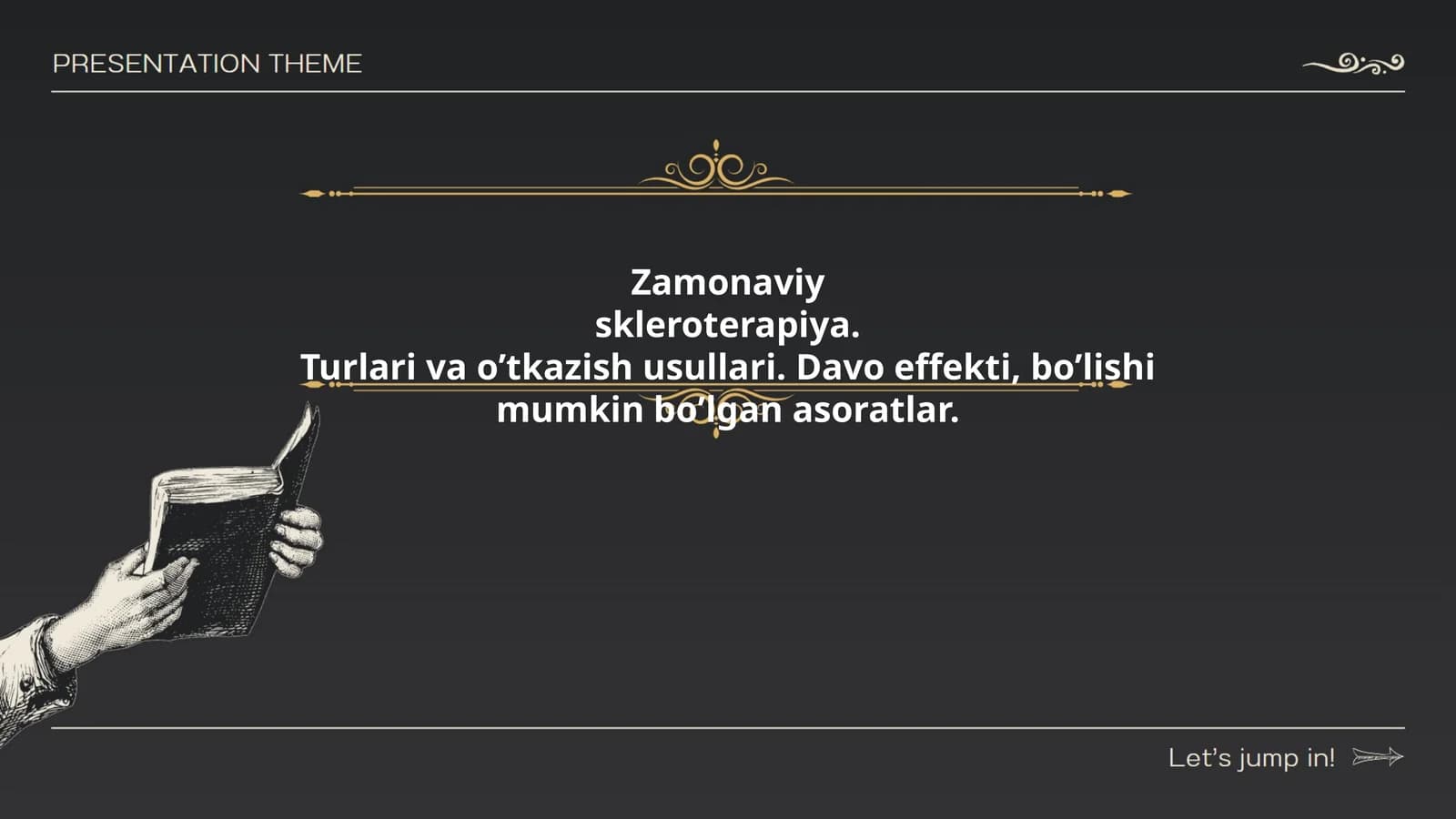 Zamonaviy skleroterapiya. Turlari va oʼtkazish usullari. Davo effekti, boʼlishi mumkin boʼlgan asoratlar