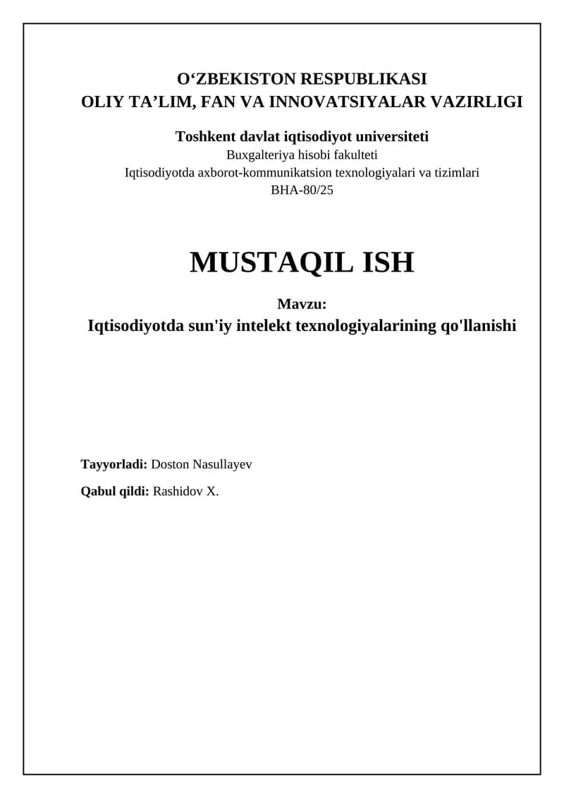 Sun'iy intellekt: Ta'rif, turlari va iqtisodiyotga ta'siri