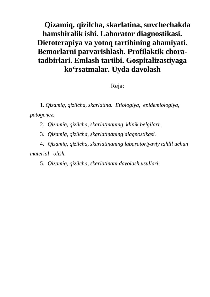 Qizamiq, qizilcha, skarlatina