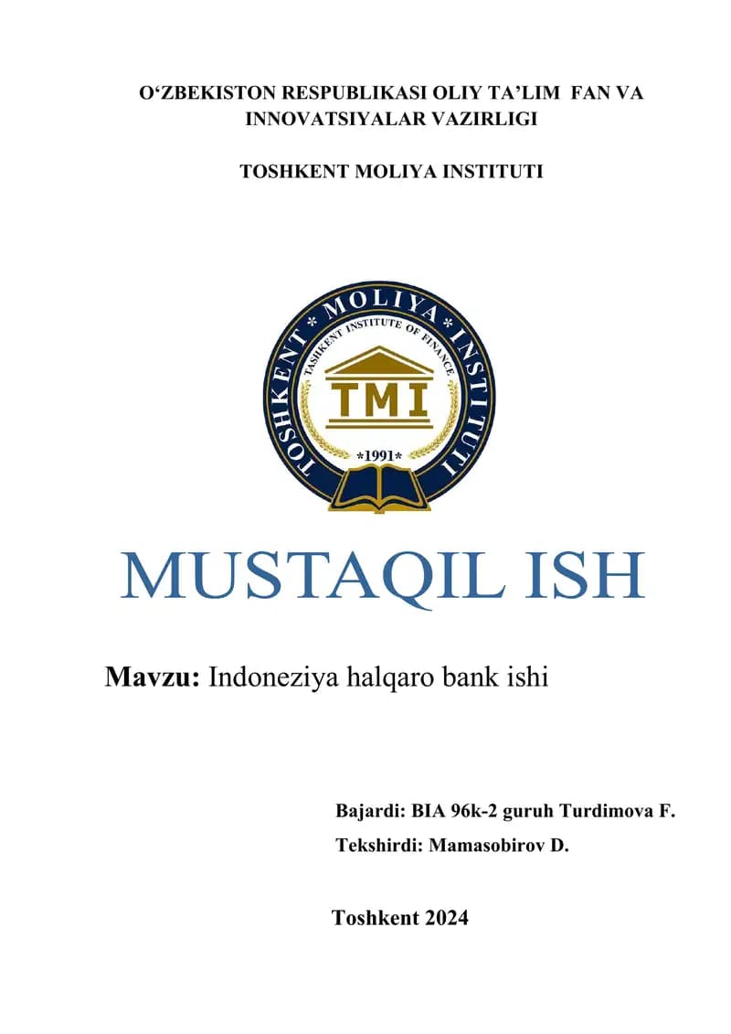 Indoneziya halqaro bank ishi
