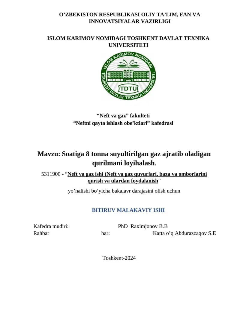 Neftni qayta ishlash obe’ktlari kafedrasi