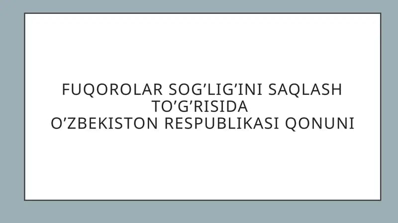 O‘zbekiston Respublikasi Fuqorolarning sog‘ligini saqlash to‘g‘risidagi qonuni